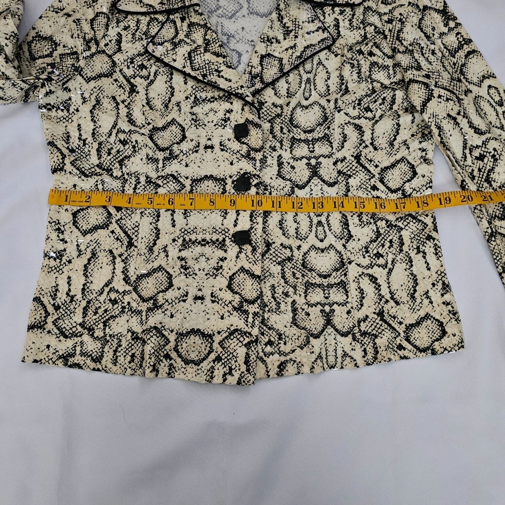 Clara S. Allover Snake Print Button-Up Allover Sequin Jacket Women's Size Large - Picture 11 of 13